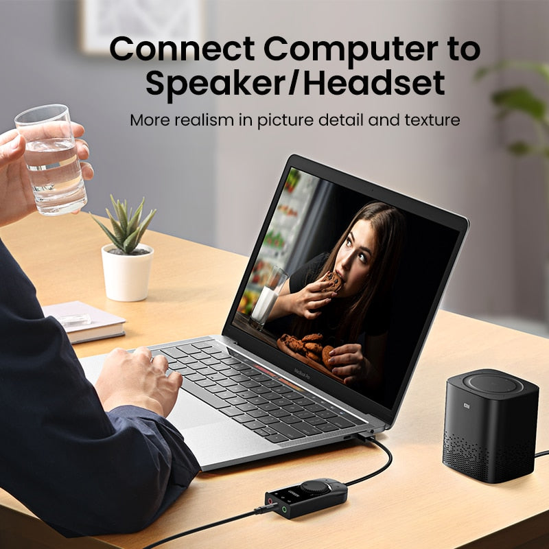 Soundkarte USB Audio Interface Externes 3,5 mm Mikrofon Audio, Adapter Soundkarte für PC Laptop PS4, PS5