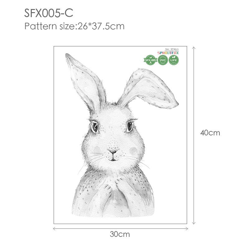 30*40cm Wandaufkleber Home Decor Wohnzimmer Zwei niedliche Kaninchen Abnehmbare Home Wohnzimmer Dekoration Wandbild Hase Aufkleber