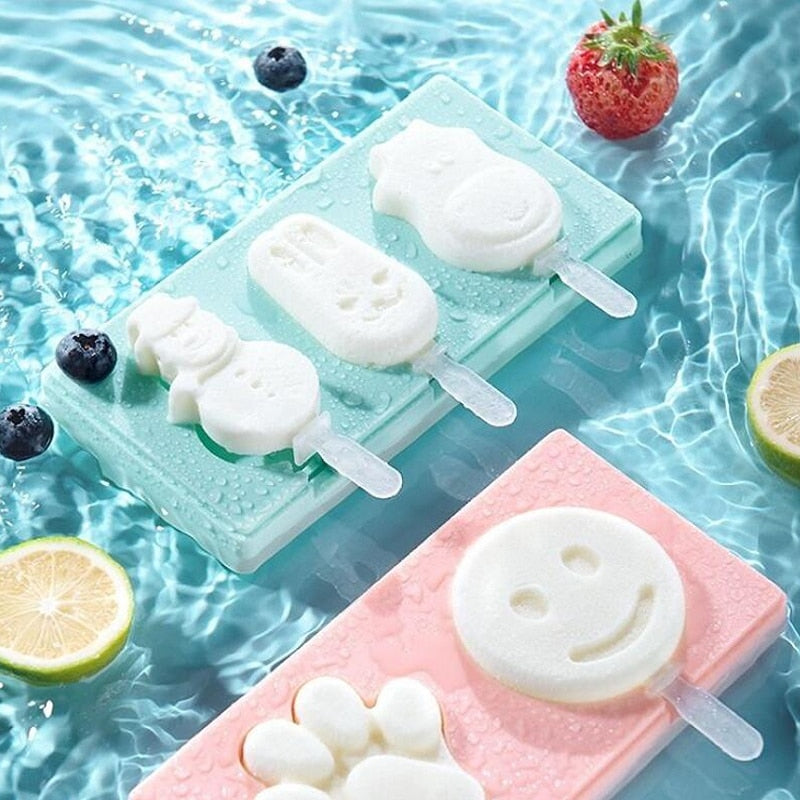 Silikon-Eisform mit Deckel Tierform, Dessert-Eisform mit wiederverwendbarem Eis am Stiel