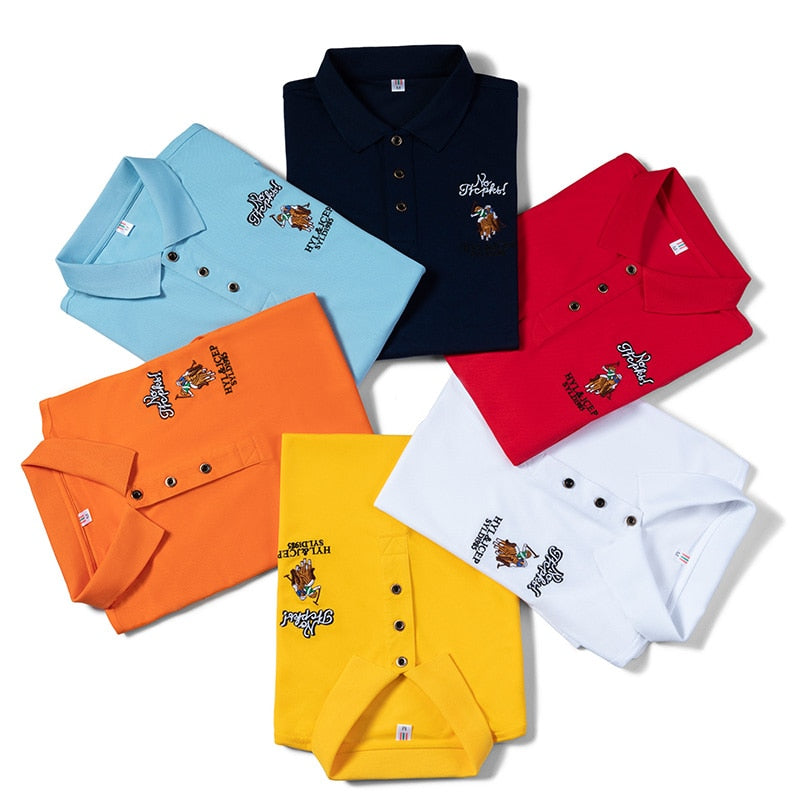 Gesticktes Herren-Business-Casual-Poloshirt M-4XL, Kurzarm-Poloshirt Kunstfaser