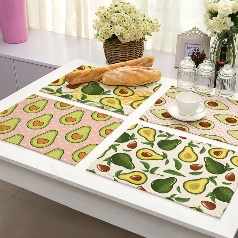 Tropische Avocadomuster Küchentischset aus Baumwolle