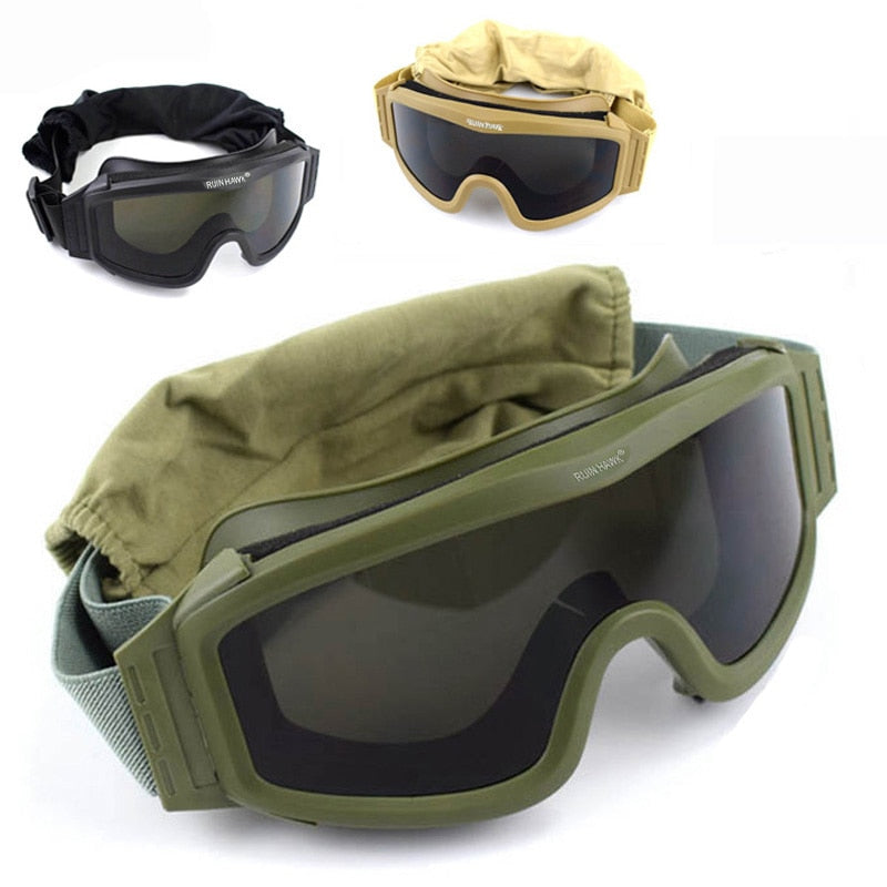 Schwarz Tan Grün Militärische Taktische Schutzbrille, Schießsonnenbrille, Winddichte Wargame Bergsteigerbrille