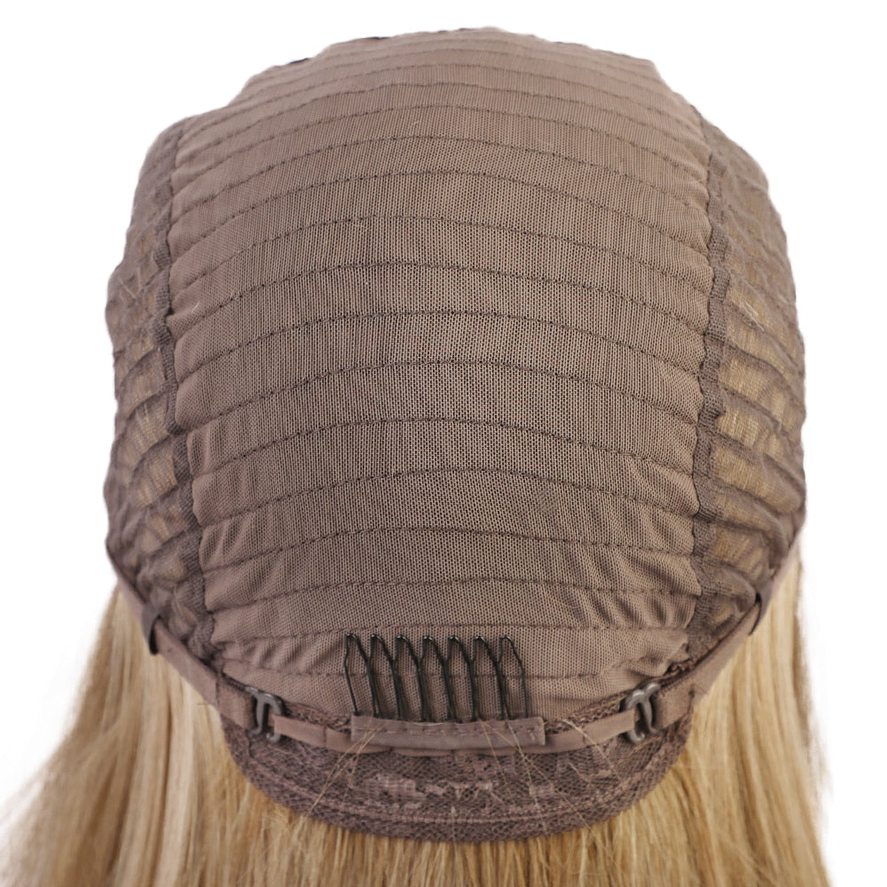 EASIHAIR Gerade Blonde Spitze Front Synthetische Perücken mit Baby Haar, Lange Frauen Spitze Perücken Hitzebeständig