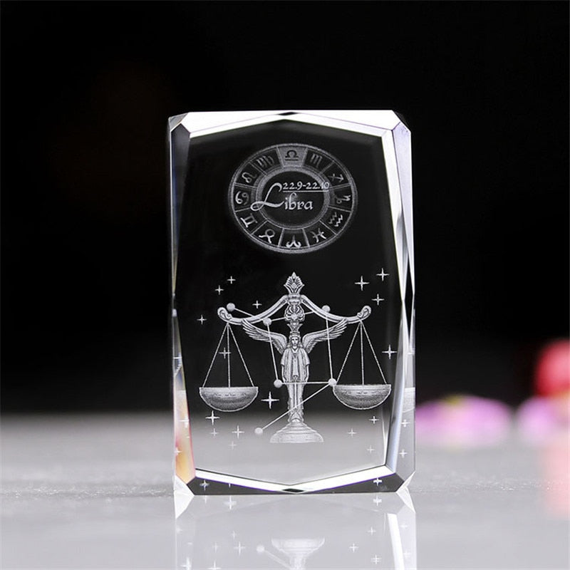 3D Sternzeichen Stern Kristallwürfel, Lasergravur Glasblock Figuren Miniaturen Handwerk Home Decor Geburtstag Geschenk