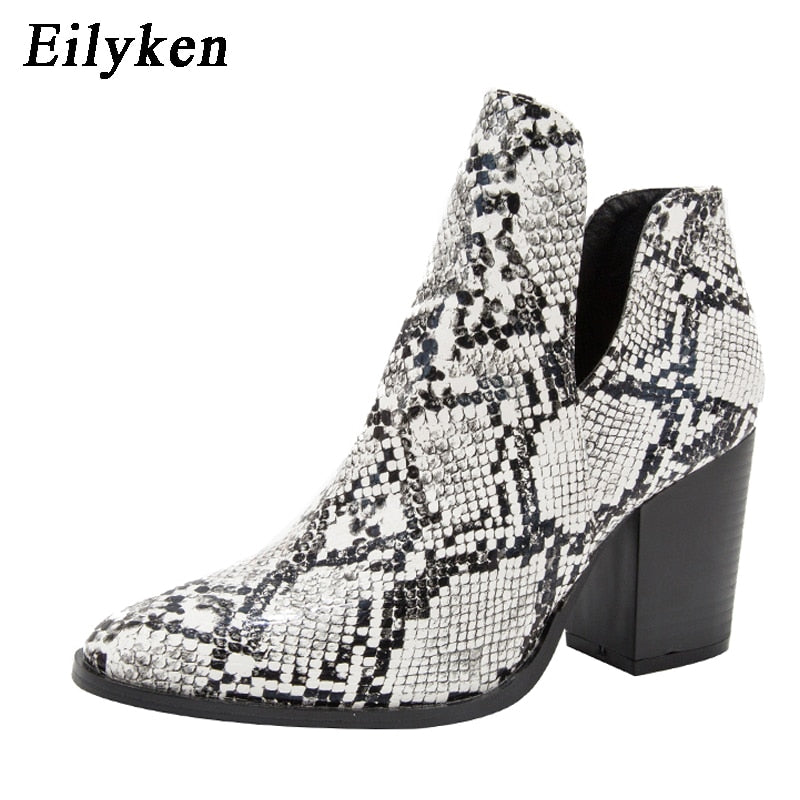 EilyKen Motorrad Western Cowboy Stiefel Frauen Tier Schlange Muster