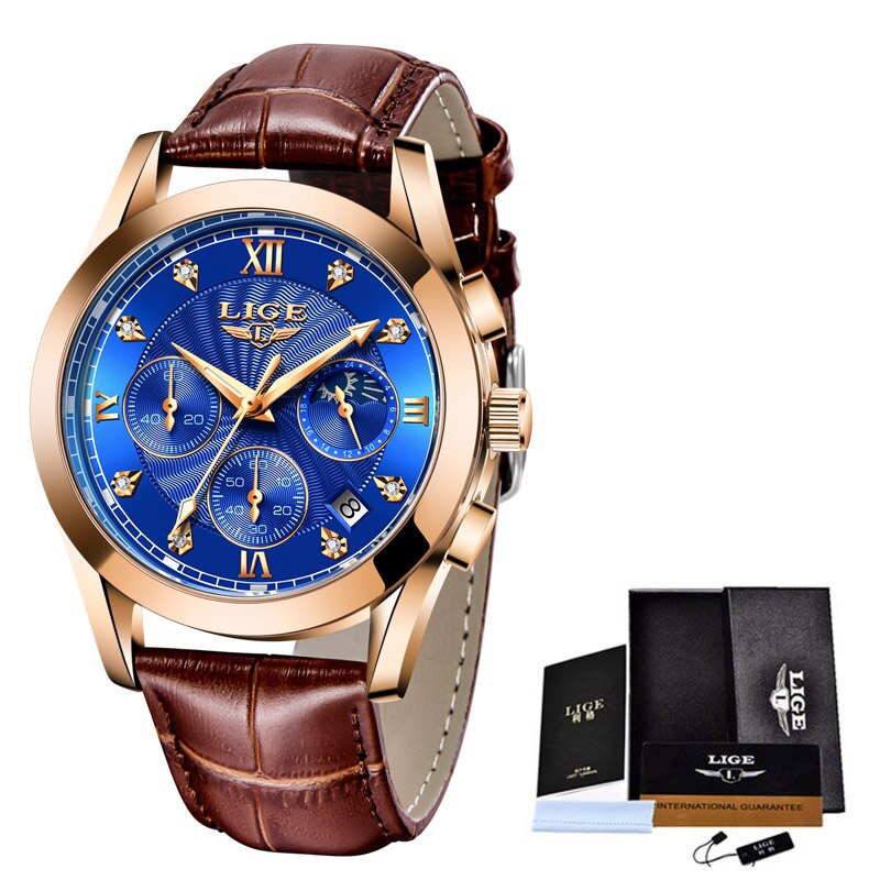 Neu LIGE Gold Damenuhr Business Quarzuhr Damen Top Marke Luxus Damen Armbanduhr Mädchen Uhr Relogio Feminin 2022+Box