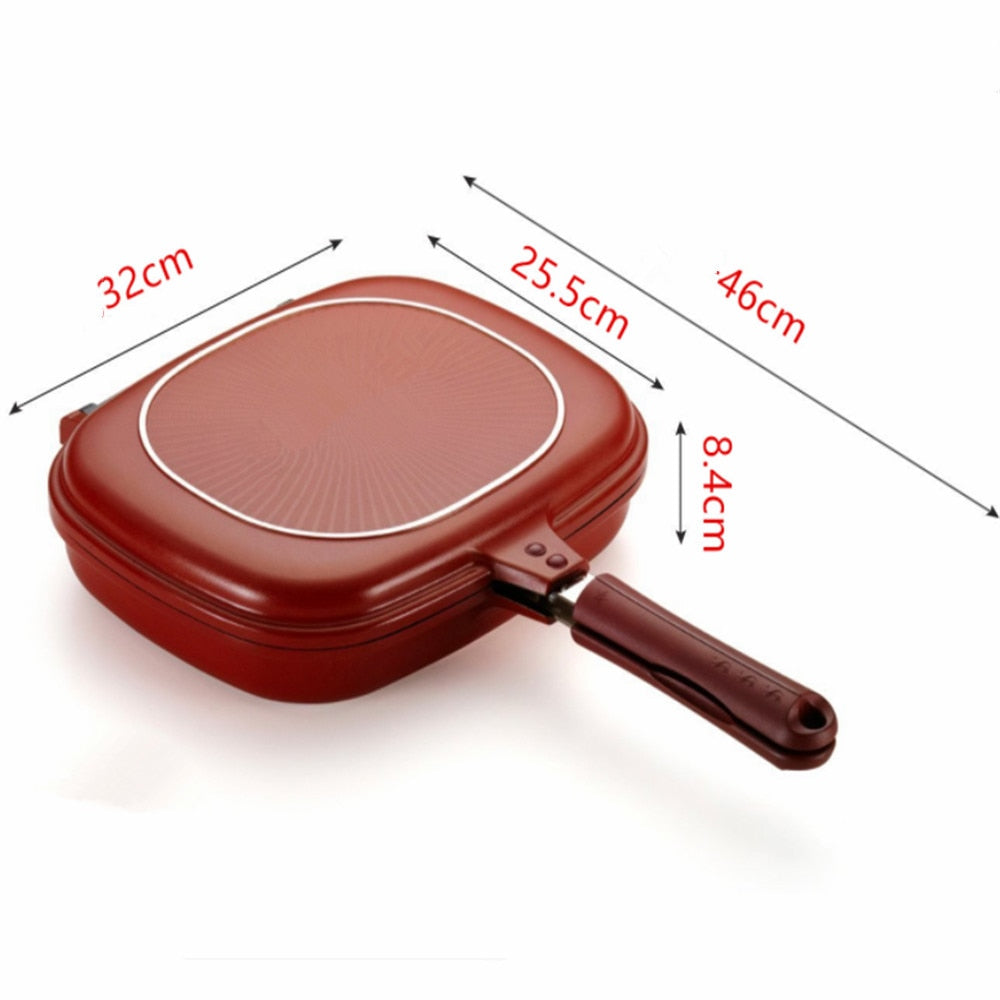 Doppelseitige Grillpfanne, Bratpfanne Skillet Grill Langlebige Antihaftpfannen