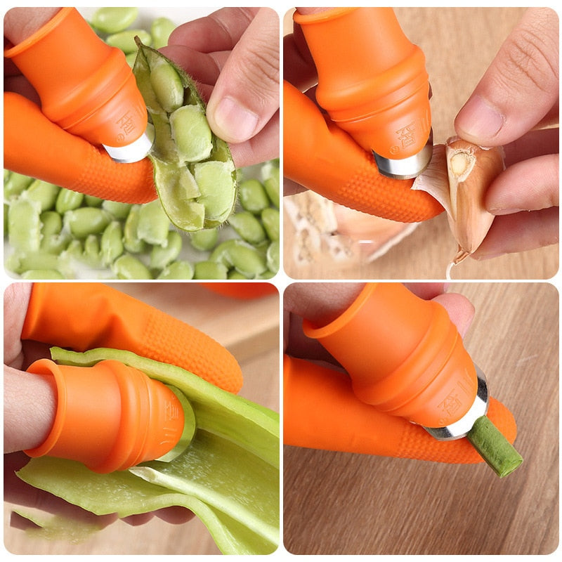 1 Set Silikon Fingerschutz mit Klinge für Obst, Gemüse, Daumenmesser Fingerschutz Küchenhelfer