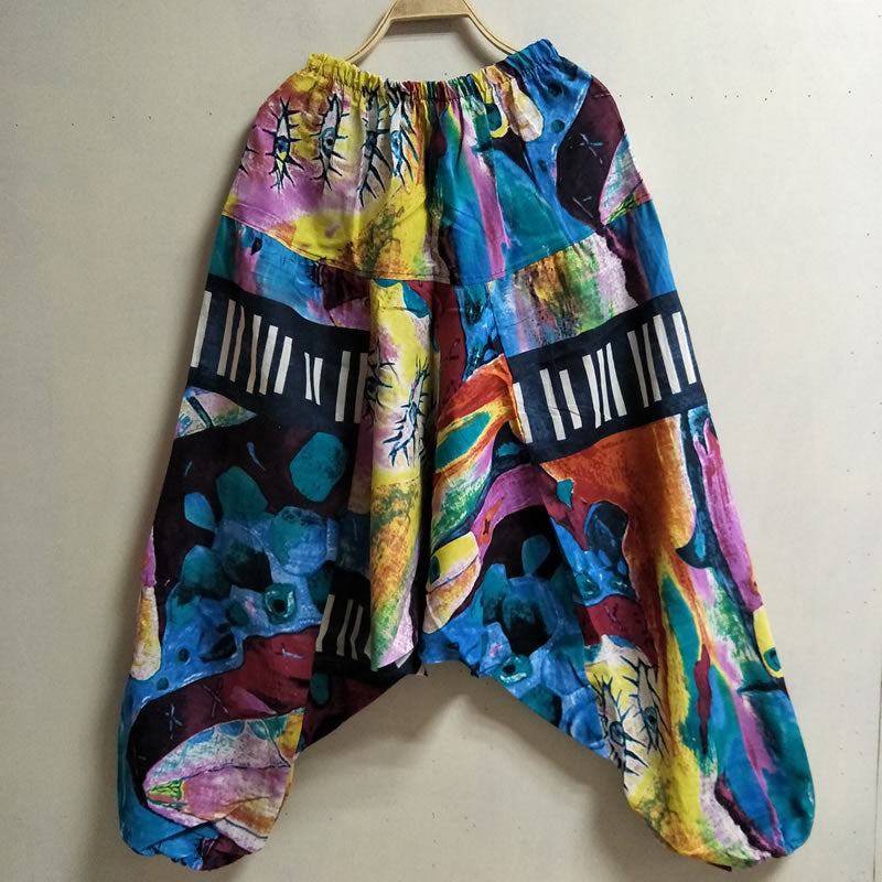 Baggy-Haremshose für Damen, kausaler Druck, Hippie-Jogginghose