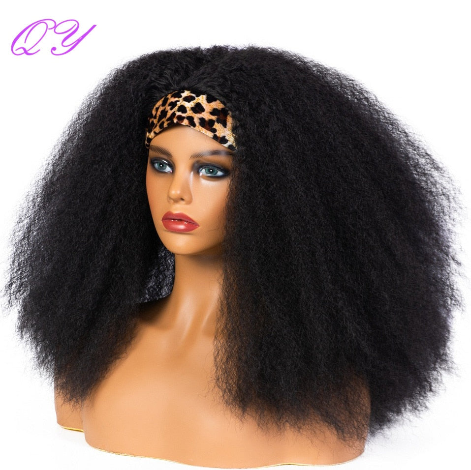 Hair Big Afro Kinky Curly Stirnband Perücken für Frauen Synthetisches Haar Perücken Turban Wrap Hair Style