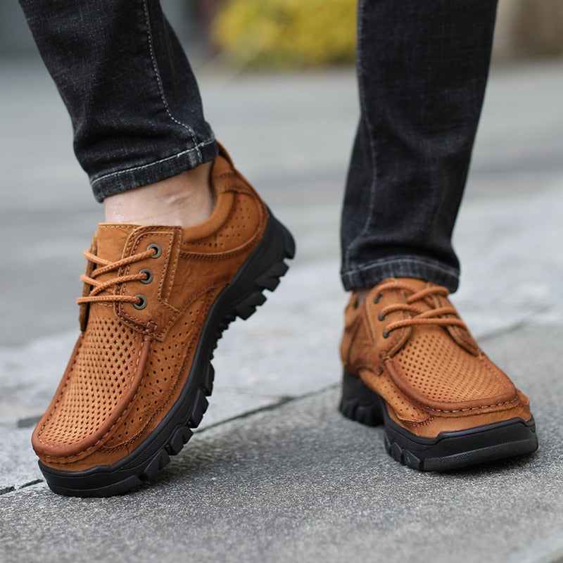 Herren Sommer Rindsleder Schuhe, Echtes Leder für Outdoor Größe 38-48