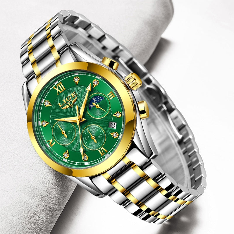 Neu LIGE Gold Damenuhr Business Quarzuhr Damen Top Marke Luxus Damen Armbanduhr Mädchen Uhr Relogio Feminin 2022+Box