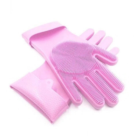 Handschuhe zum Geschirrspülen aus Silikon, Gummischwamm Schrubber zum Geschirrspülen.