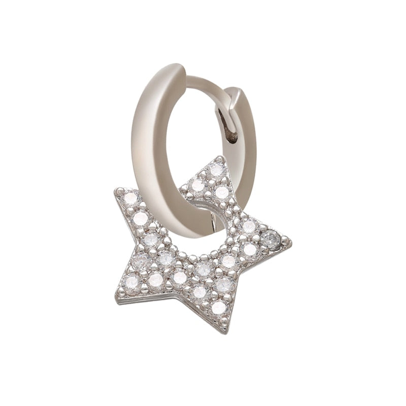1 stück CZ kristall kleine creolen Exquisite Gold Farbe Stern-Herz, nette Damen Ohrringe für Geschenke
