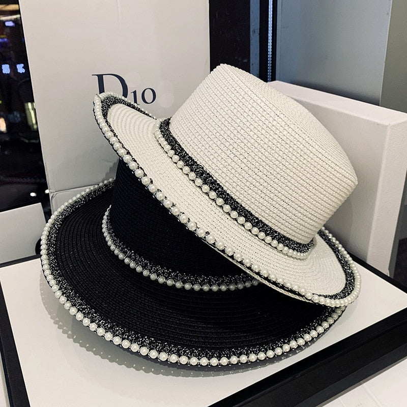 Hüte Pailletten Hütte für Damen, Damen Casual Panama Sonnenhut