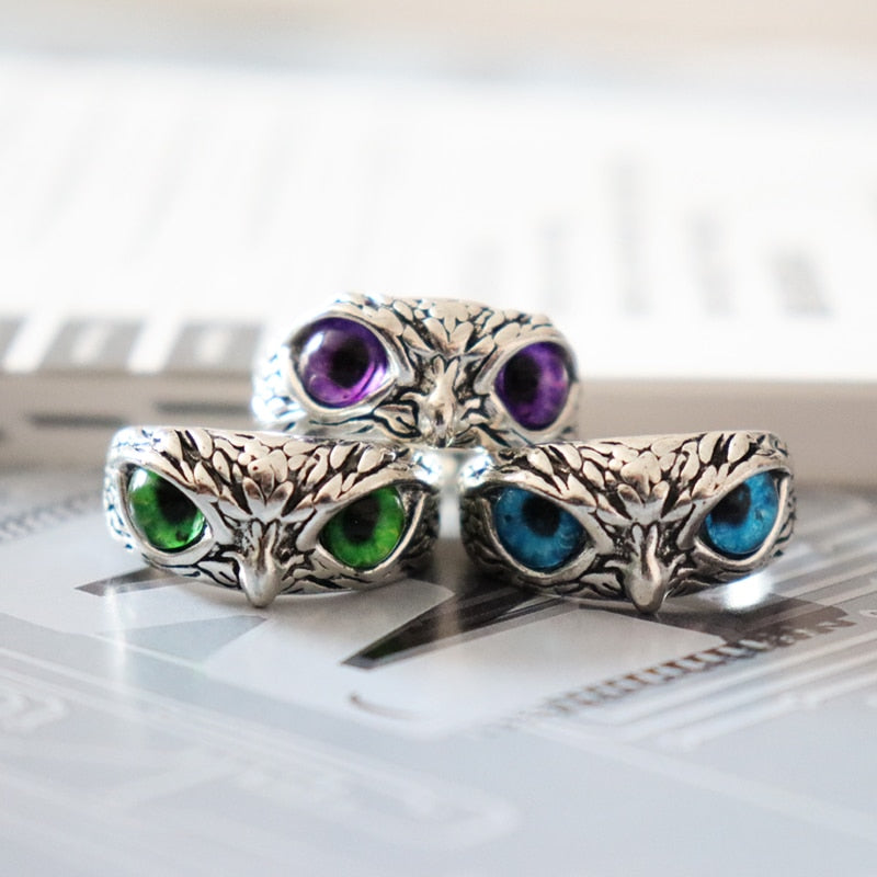 Charmante Mode Eule Ring Design, Multicolor Augen
