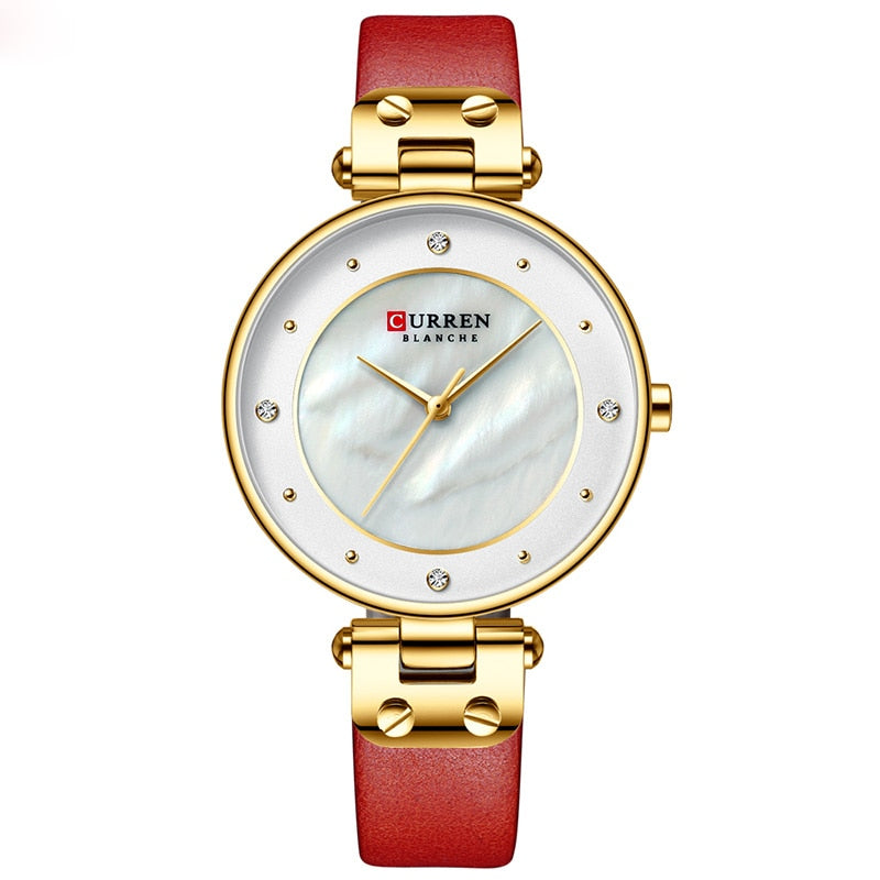 CURREN Mode Frauen Uhr für Damen, Quarzuhren Wasserdicht Stahl Mesh Weiblich Armbanduhr