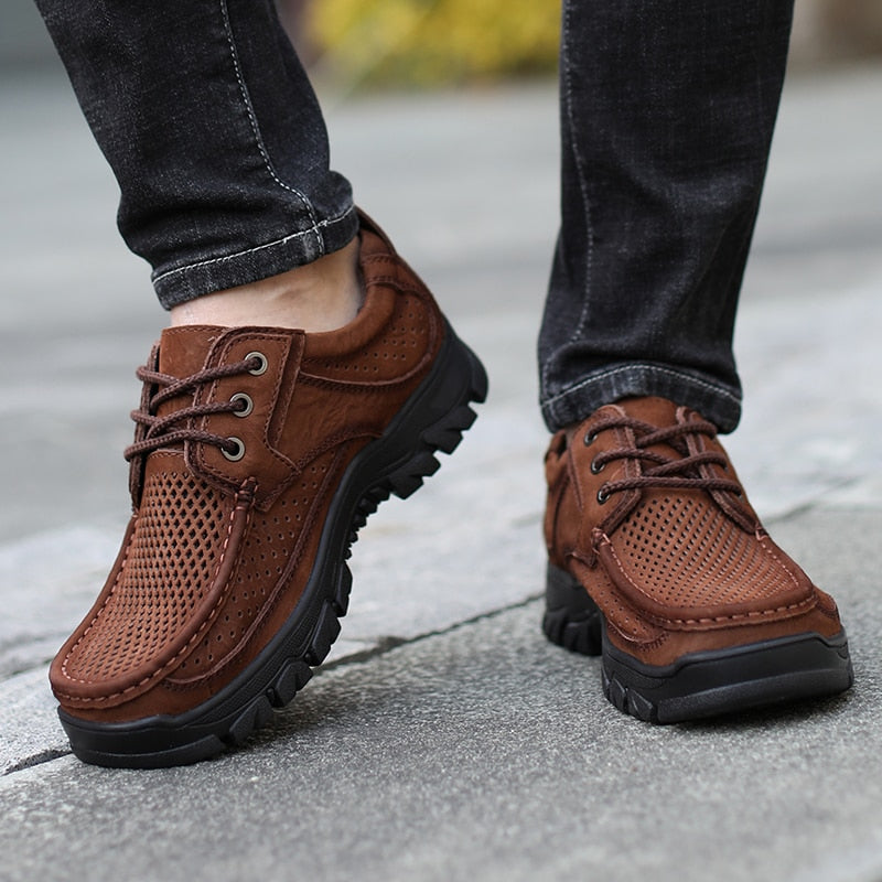 Herren Sommer Rindsleder Schuhe, Echtes Leder für Outdoor Größe 38-48