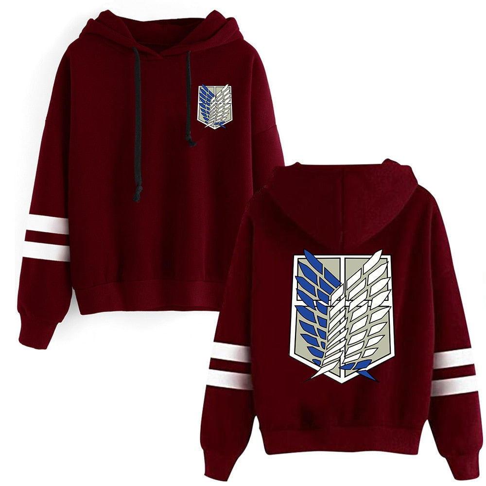 Attack on Titan Langärmliges gestreiftes Kapuzen-Sweatshirt Pullover