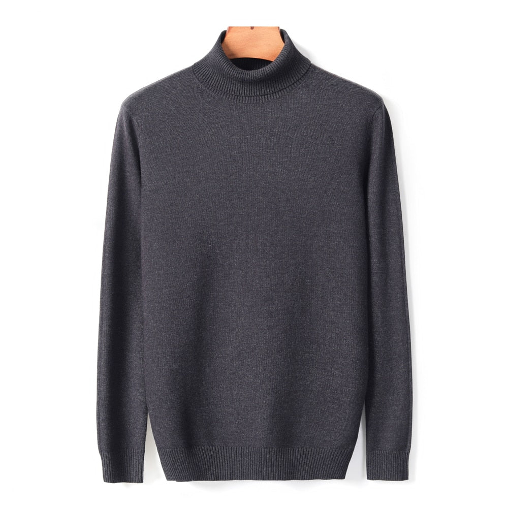 Herbst-Winter-Männer Warmer Rollkragenpullover, hochwertige Mode, lässig, bequem, dicker Pullover, männliche Marke