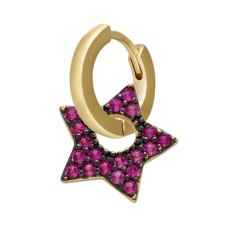 1 stück CZ kristall kleine creolen Exquisite Gold Farbe Stern-Herz, nette Damen Ohrringe für Geschenke