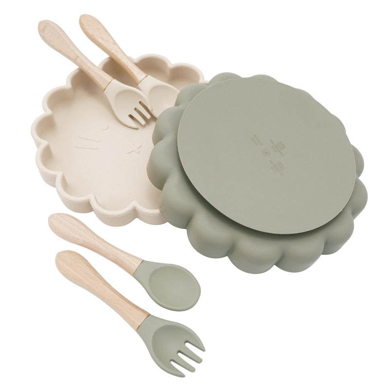 New Born Baby Products Erstaunliche Lern-Blumenform, sicherer, essbarer Silikon-Abdeckung für Obstschalen