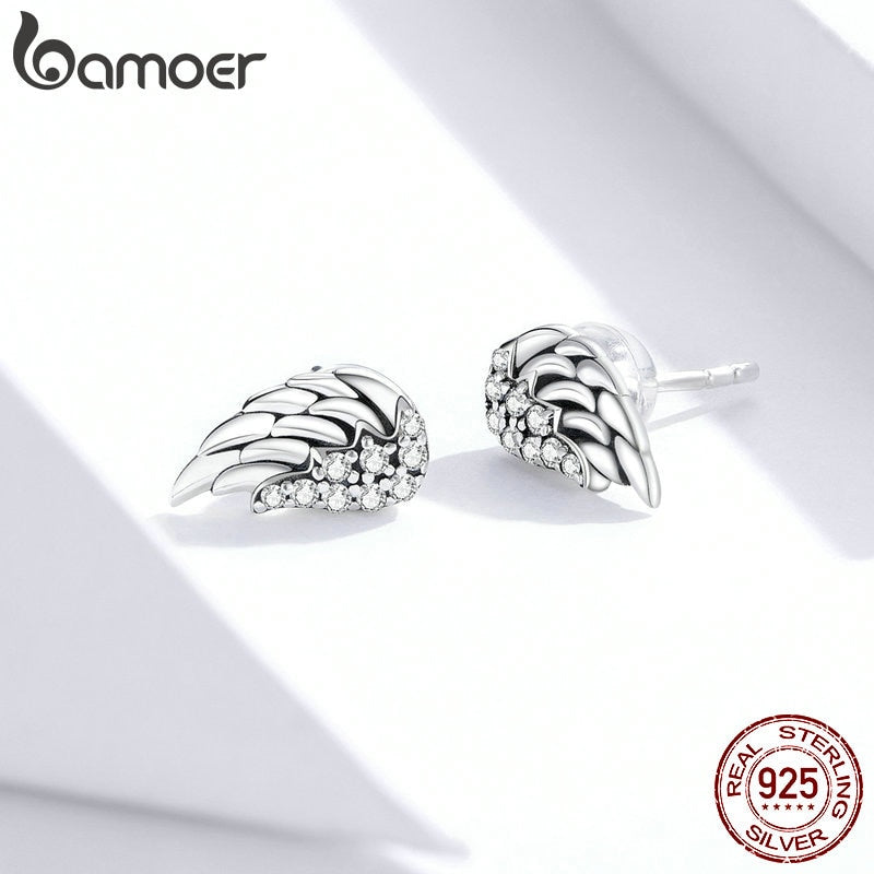 100% echtes 925 Sterling Silber Schillernde Vintage, Flügel Ohrstecker für Frauen Ohrstecker Schmuck Edlen Schmuck SCE882