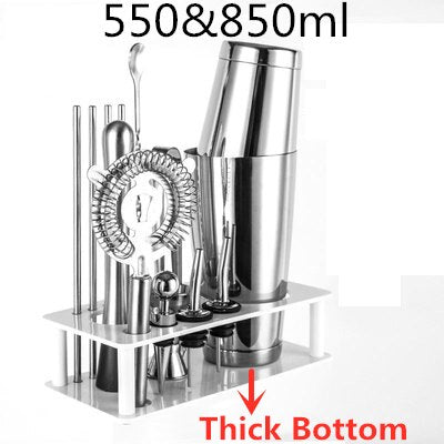 Cocktail-Shaker-Bar-Set Kunststoff- und Holzhalter, Edelstahl verkupferter Cocktail-Shaker