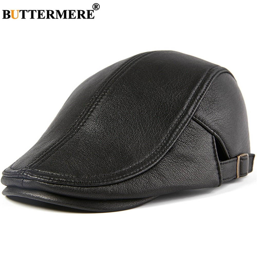 Herren Echtleder Baskenmütze, Herbst / Winter Männlich Braun Verstellbare Hochwertige Gatsby Baskenmütze Caps