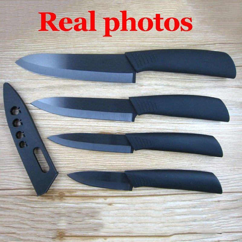 Hochwertige Keramikküchenmesser -Set, Schäler + Acryl-Halter / Stand Koch Küchenmesser