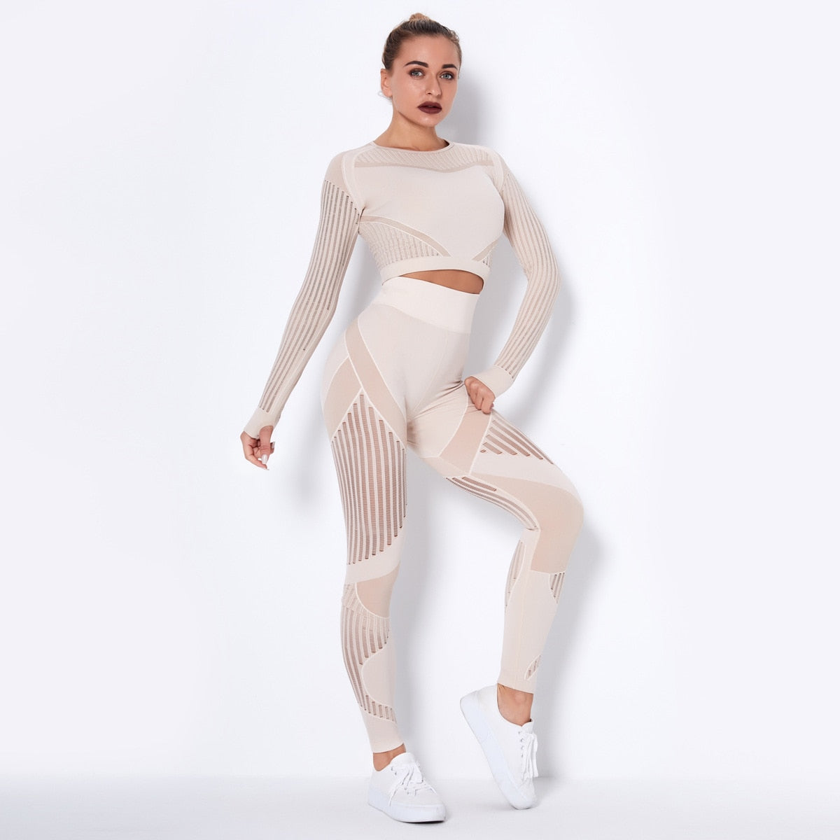 Workout-Sets für Frauen, 2-teiliges, nahtloses Yoga-Outfit, Trainingsanzug, hoch taillierte Leggings und Crop-Top-Fitness-Kleidungsset