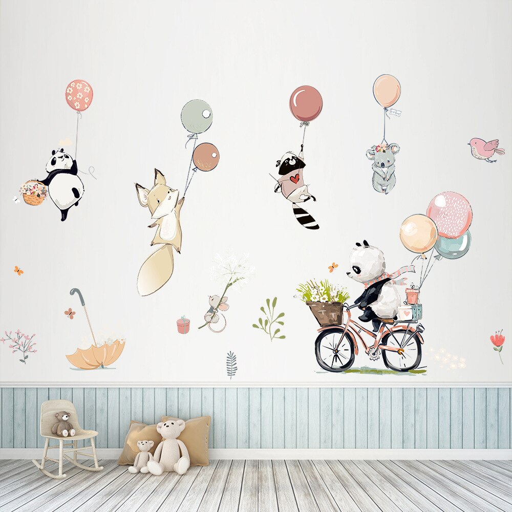 Cartoon-Ballon-Tiere-Wandaufkleber für Kinder, Kinderzimmer, Wanddekoration