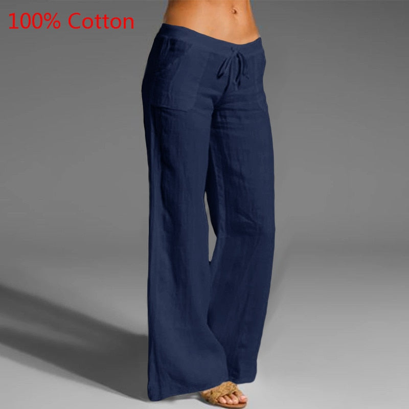 Celmia Vintage Damen Breite Bein Hose 2023, Sommer Palazzo Mode lange Hosen