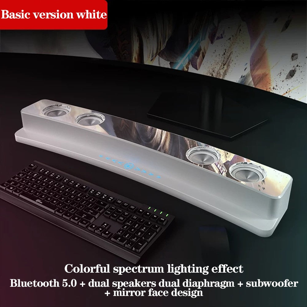 Tragbares Drahtloses Spiel Soundbar, USB 3D Stereo Subwoofer AUX FM Haus Digitaler mit Lautsprecher Tastatur Abkürzung für PC, Laptop,Tablets,Desktop,Handy