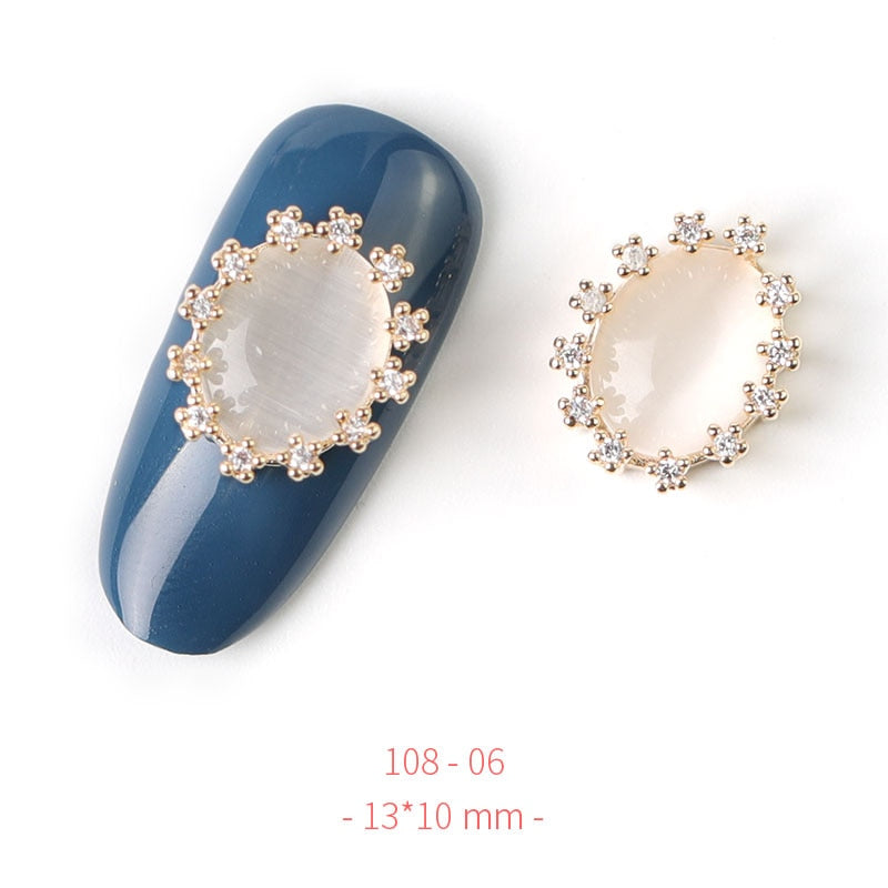 HNUIX 2Pieces 3D Metal Nail art Jewelry Japanese Nail Decorations Top Quality Crystal Manicure Zircon Diamond Charms Pendants