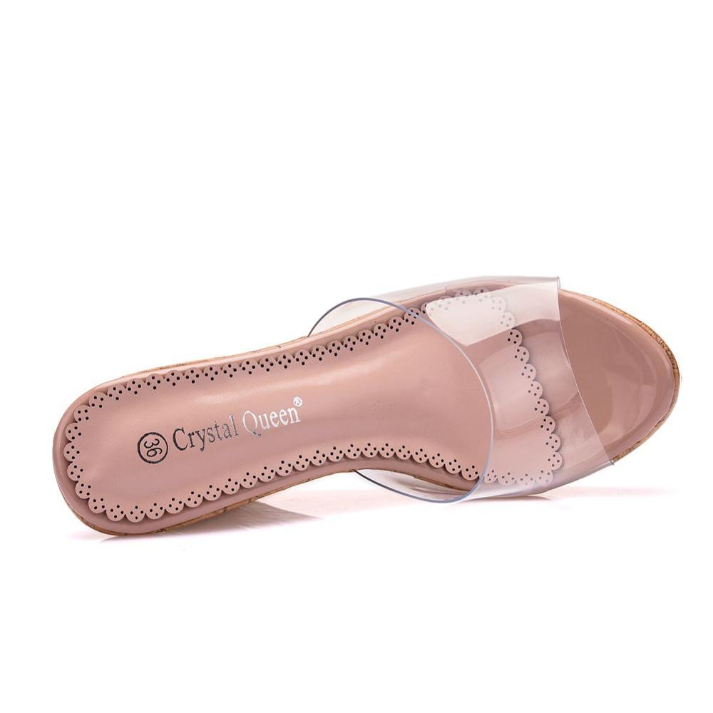 Crystal Queen Frauen Nude Casual Sandalen, Transparente High Heels Party Daily Pumps Schuhe