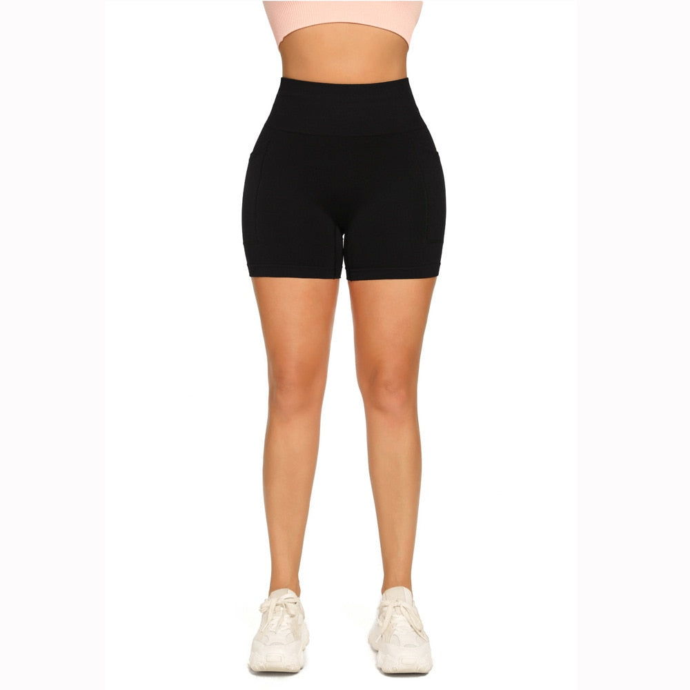 Workout-Shorts für Frauen mit Taschen, Biker-Shorts für Frauen Yoga-Shorts mit hoher Taille