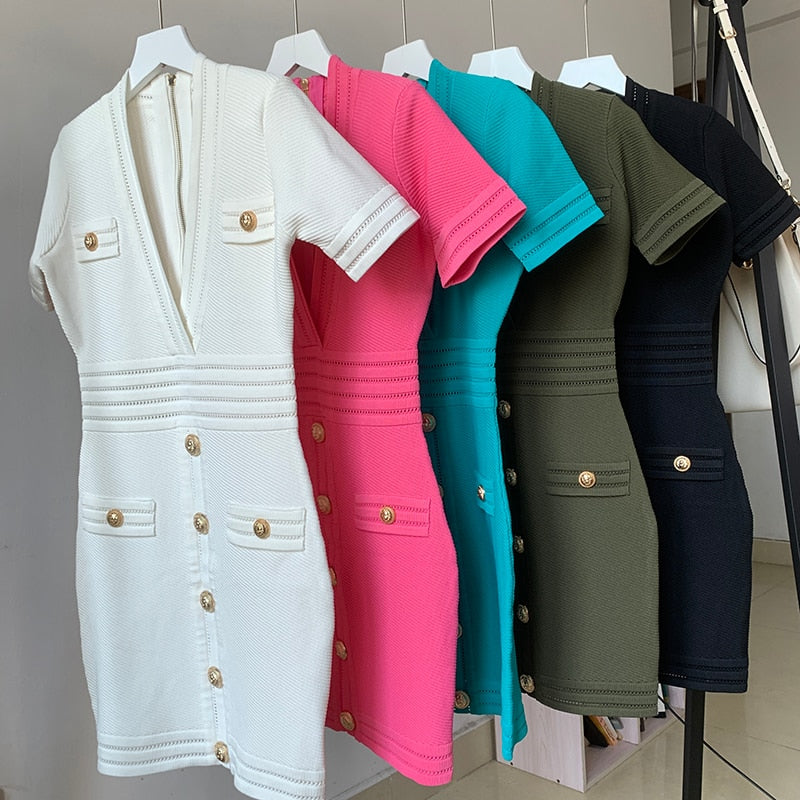 Damen Neues Design 2023, Sommer Mantel Strick V-Ausschnitt, Kurzarm