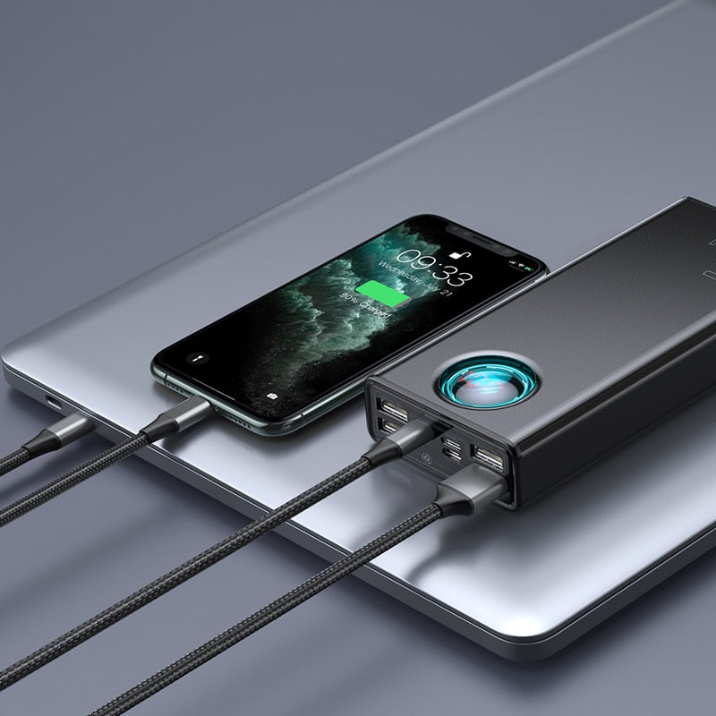Baseus 65W Power Bank 30000mAh PD Schnellladung, Tragbares externes Schnellladegerät für Tablet & Smartphone