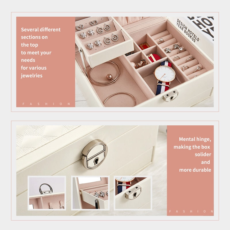 Casegrace Multi-Layer Jewelry Box Organizer, Samt-Aufbewahrungsbox für Uhren, Ohrringe & Halsketten