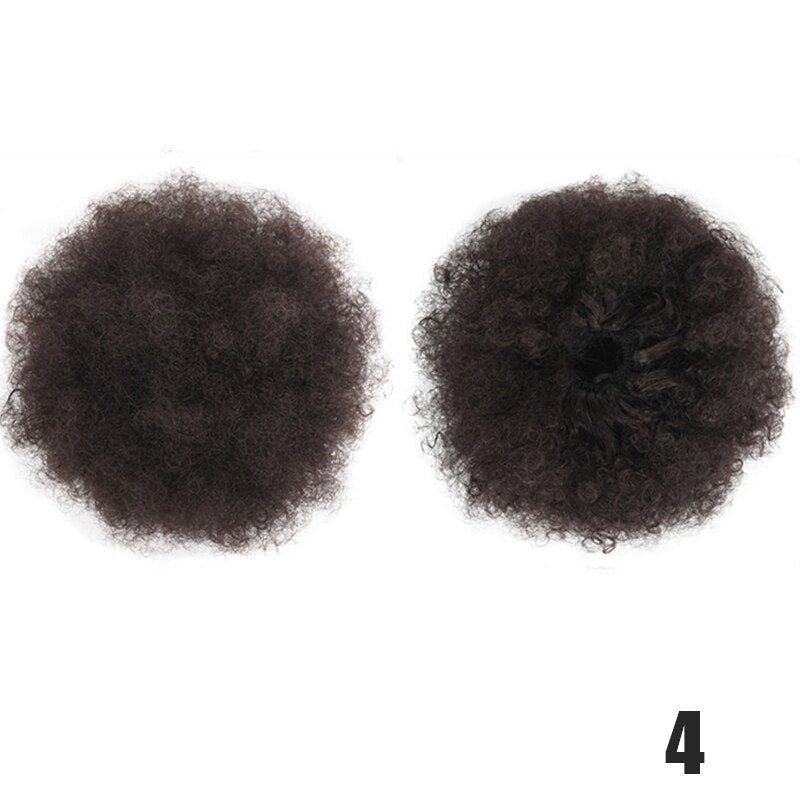 Synthetische Puff Afro Lockig Chignon Perücke Pferdeschwanz Kordel Kurz Afro