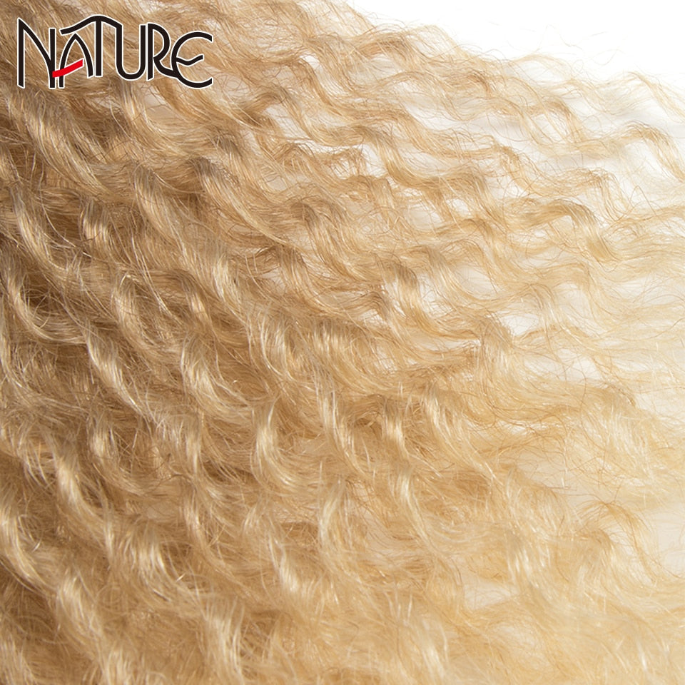 Synthetische Haarverlängerungen für Herbstfrauen Afro Curly Hair Bundles 24 Zoll, Ombre Blonde High Temperature Fiber Hair Weave Bundle