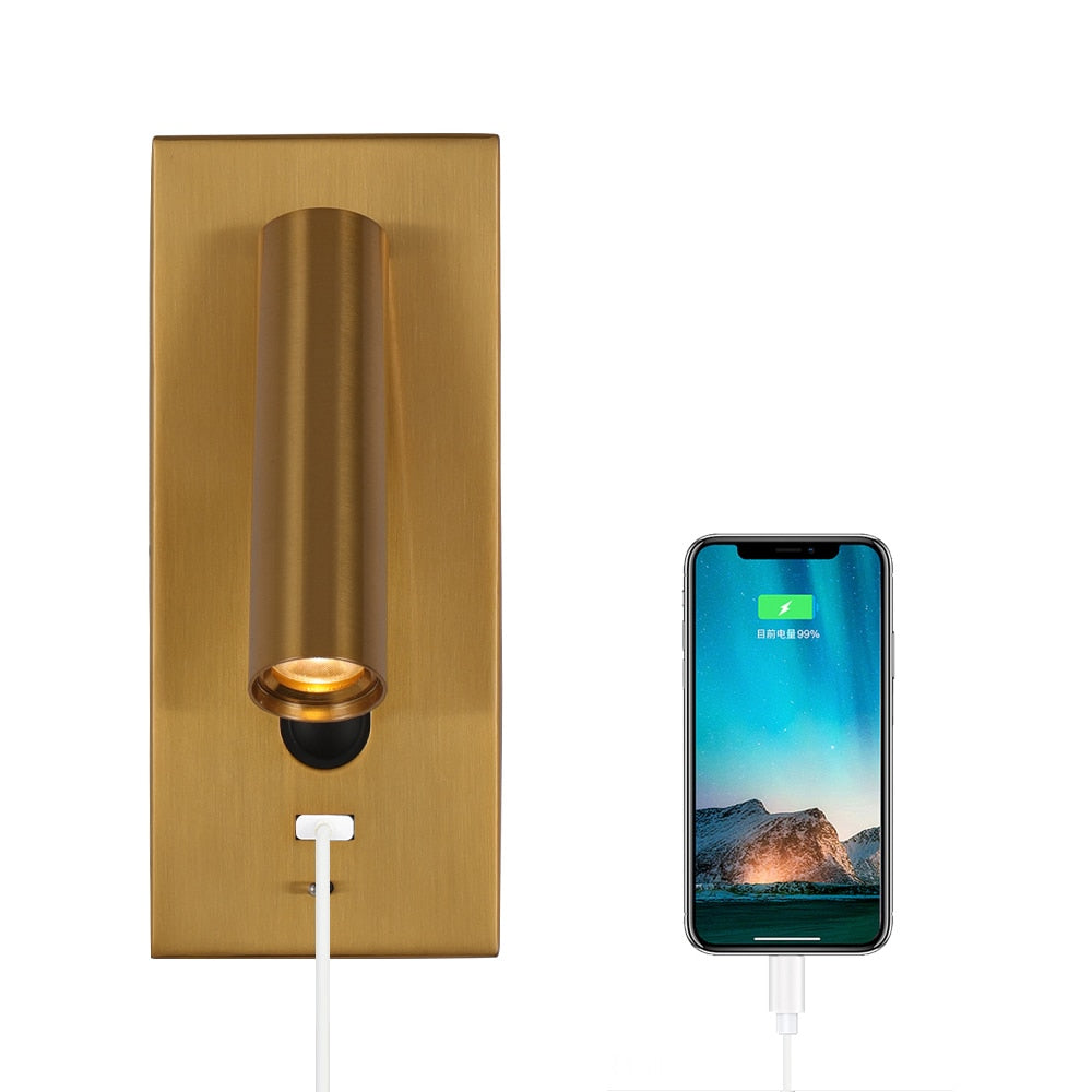 Moderne Bettlampe Innenwandlampe mit USB-Aufladung, Dekoration für Schlafzimmer, Lesebeleuchtung Hotelkopfteil 3W LED-Wandleuchte