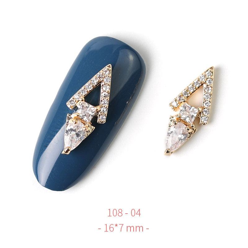 HNUIX 2Pieces 3D Metal Nail art Jewelry Japanese Nail Decorations Top Quality Crystal Manicure Zircon Diamond Charms Pendants