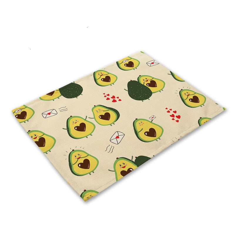 Tropische Avocadomuster Küchentischset aus Baumwolle