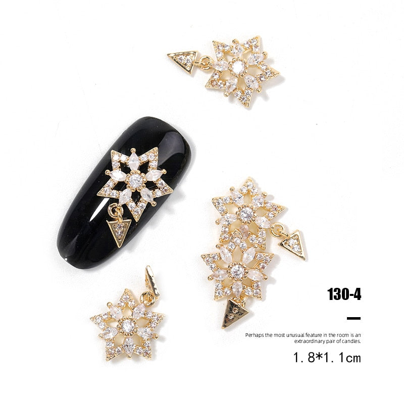 HNUIX 2Pieces 3D Metal Nail art Jewelry Japanese Nail Decorations Top Quality Crystal Manicure Zircon Diamond Charms Pendants
