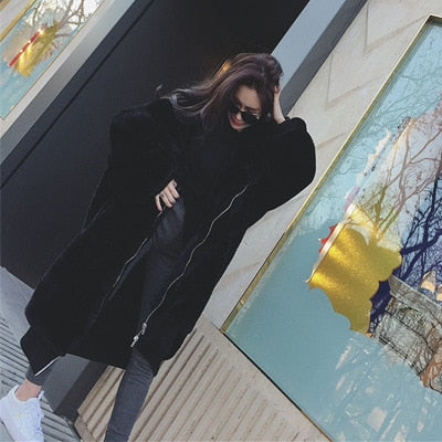 Übergroßer Winter Kunstpelz Mantel für Frauen, Kapuzenjacke