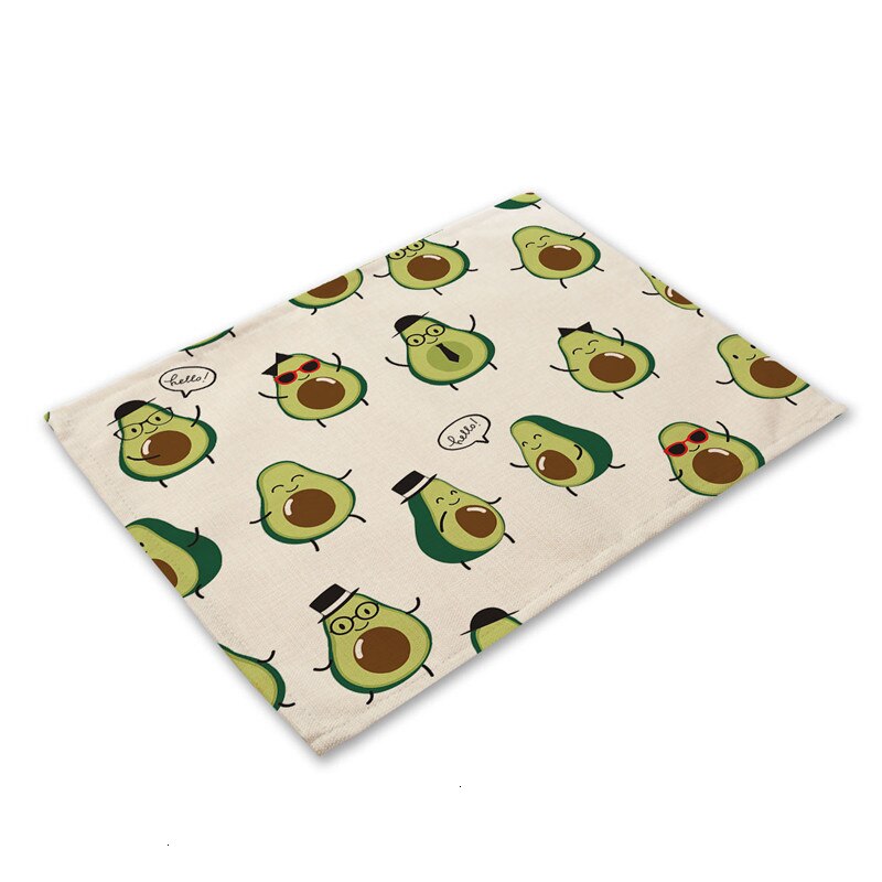 Tropische Avocadomuster Küchentischset aus Baumwolle