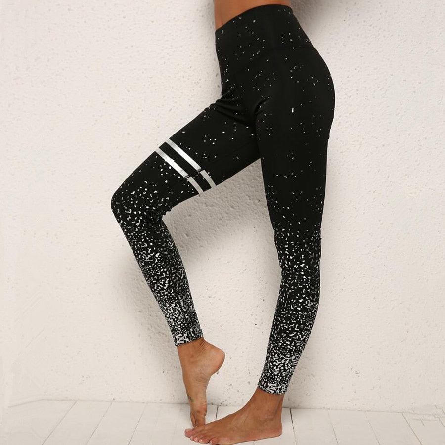 Schwarze Yogahose, schnell trocknende Leggings für Damen
