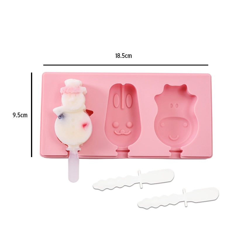 Silikon-Eisform mit Deckel Tierform, Dessert-Eisform mit wiederverwendbarem Eis am Stiel